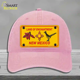 Red Chili & Road Runner Yellow New Mexico Novelty License Plate Hat Unconstructed Cotton / Pink