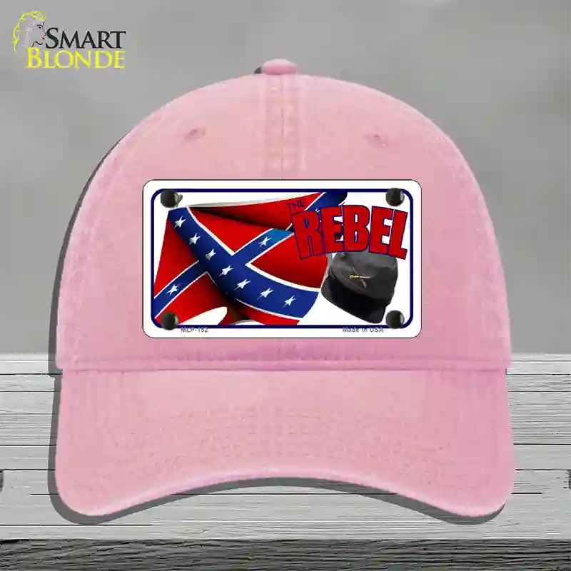 Rebel Cap And Flag Novelty License Plate Hat Unconstructed Cotton / Pink