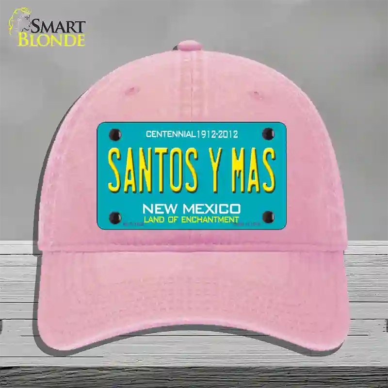 New Mexico Santos Y Mas Novelty License Plate Hat Unconstructed Cotton / Pink