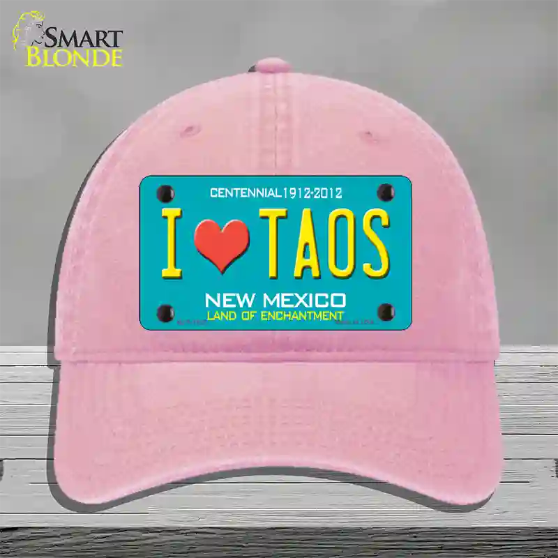 I Love Taos New Mexico Novelty License Plate Hat Unconstructed Cotton / Pink