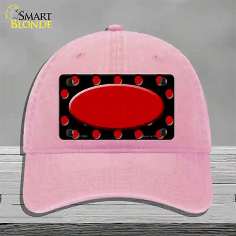 Red Black Polka Dot Red Center Oval Novelty License Plate Hat Unconstructed Cotton / Pink