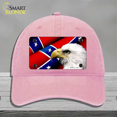 Confederate Flag Eagle Novelty License Plate Hat Unconstructed Cotton / Pink