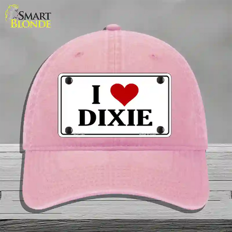 I Love Dixie Novelty License Plate Hat Unconstructed Cotton / Pink