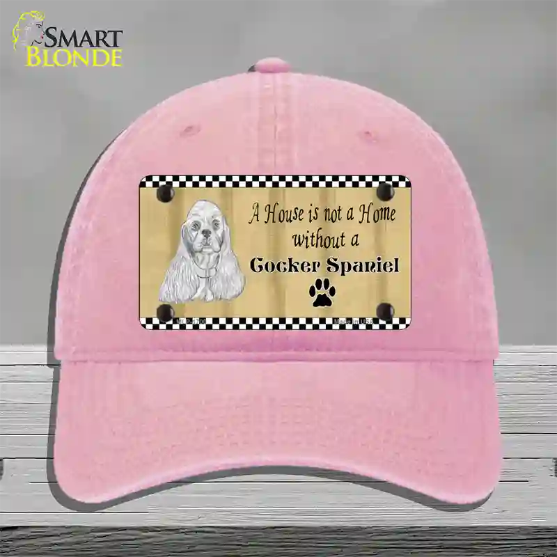 Pencil Sketch Cocker Spaniel Novelty License Plate Hat Unconstructed Cotton / Pink