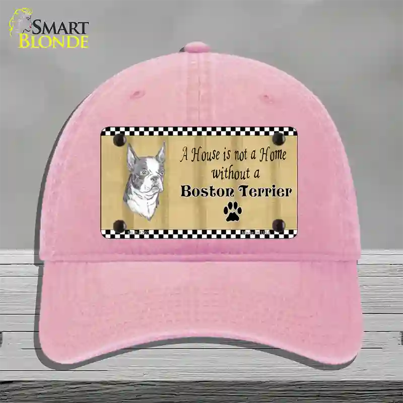 Pencil Sketch Boston Terrier Novelty License Plate Hat Unconstructed Cotton / Pink