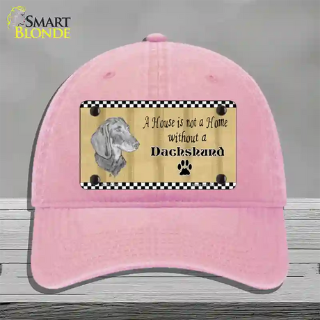 Pencil Sketch Dachshund Novelty License Plate Hat Unconstructed Cotton / Pink