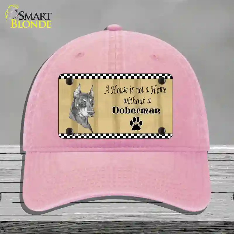 Pencil Sketch Doberman Metal Dog Novelty License Plate Hat Unconstructed Cotton / Pink