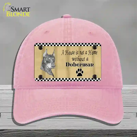 Pencil Sketch Doberman Metal Dog Novelty License Plate Hat Unconstructed Cotton / Pink