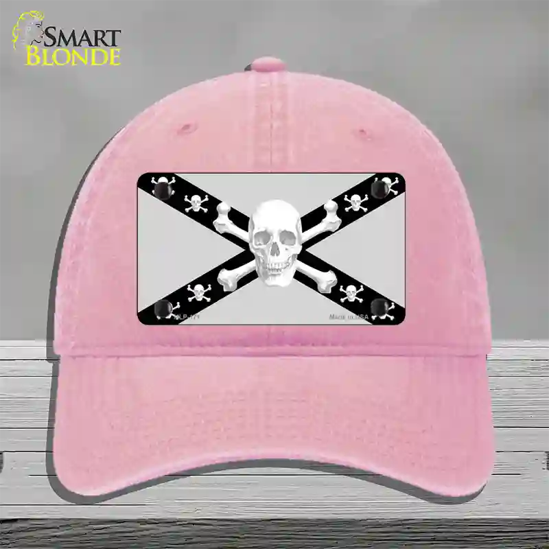 Skull Black & Silver Novelty License Plate Hat Unconstructed Cotton / Pink