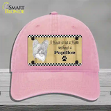 Pencil Sketch Papillon Novelty License Plate Hat Unconstructed Cotton / Pink