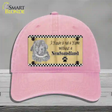 Pencil Sketch New Foundland Novelty License Plate Hat Unconstructed Cotton / Pink