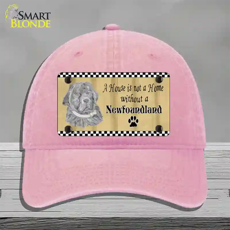 Pencil Sketch New Foundland Novelty License Plate Hat Unconstructed Cotton / Pink