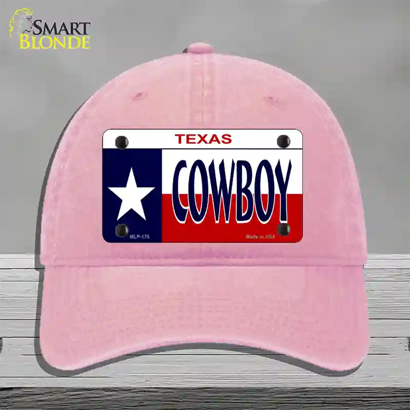 Cowboy Texas Novelty License Plate Hat Unconstructed Cotton / Pink