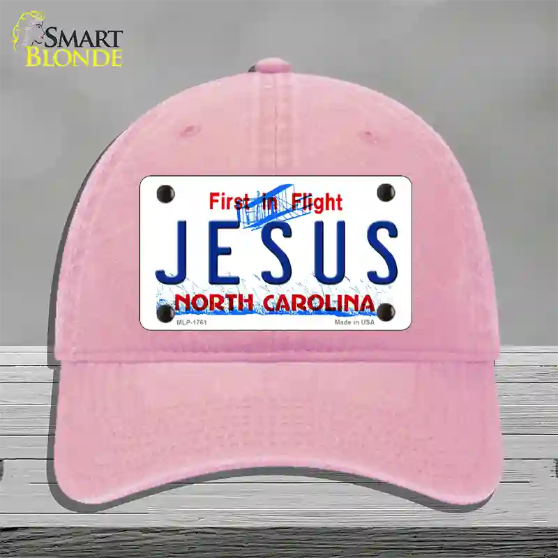 Jesus North Carolina Novelty License Plate Hat Unconstructed Cotton / Pink