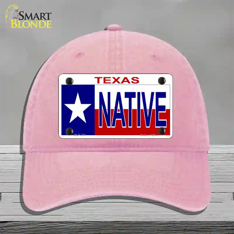 Native Texas Novelty License Plate Hat Unconstructed Cotton / Pink