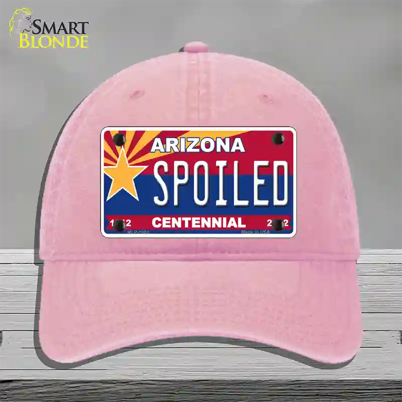 Arizona Centennial Spoiled Novelty License Plate Hat Unconstructed Cotton / Pink