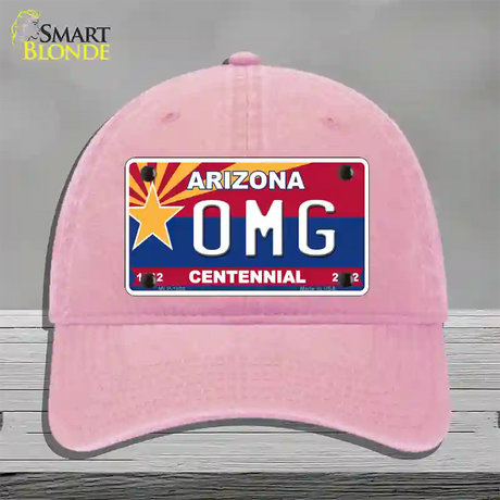 Arizona Centennial OMG Novelty License Plate Hat Unconstructed Cotton / Pink