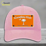 Carolina Girl Orange Novelty License Plate Hat Unconstructed Cotton / Pink