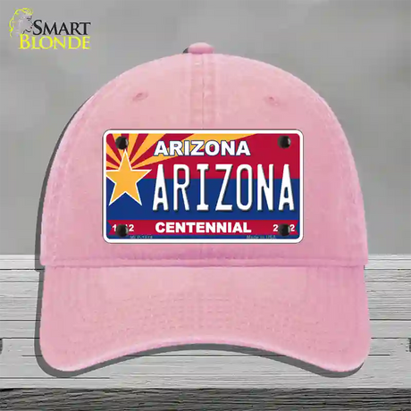 Arizona Centennial Arizona Novelty License Plate Hat Unconstructed Cotton / Pink