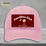 Carolina Girl Burgundy Novelty License Plate Hat Unconstructed Cotton / Pink