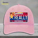 Arizona Centennial Really Novelty License Plate Hat Unconstructed Cotton / Pink