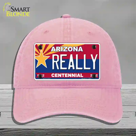 Arizona Centennial Really Novelty License Plate Hat Unconstructed Cotton / Pink