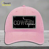 Cowgirl Black Novelty License Plate Hat Unconstructed Cotton / Pink