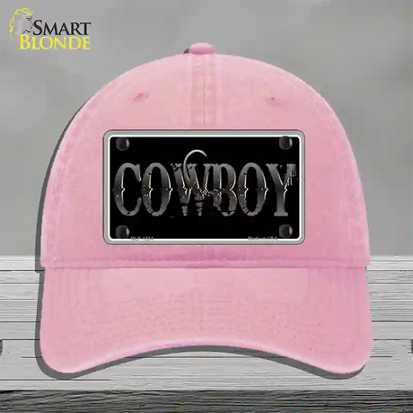 Cowboy Black Novelty License Plate Hat Unconstructed Cotton / Pink