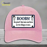 Boobs Proof Novelty License Plate Hat Unconstructed Cotton / Pink