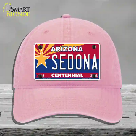 Arizona Centennial Sedona Novelty License Plate Hat Unconstructed Cotton / Pink