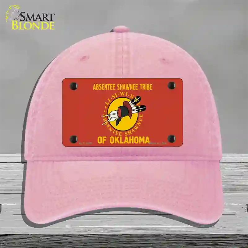 Absentee Shawnee Tribe Flag Novelty License Plate Hat Unconstructed Cotton / Pink