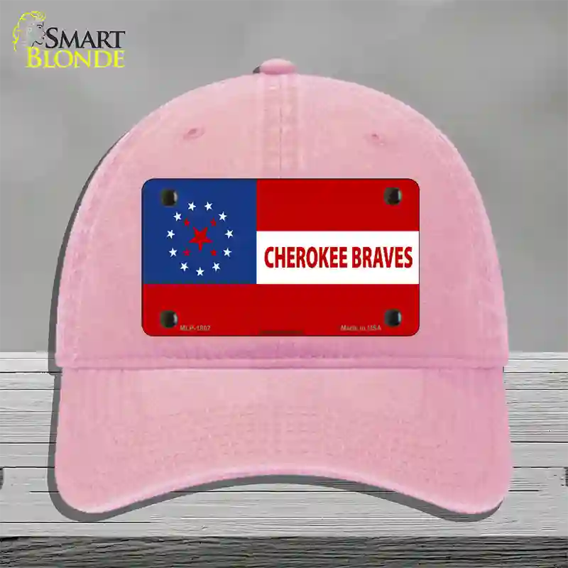 Cherokee Braves Flag Novelty License Plate Hat Unconstructed Cotton / Pink