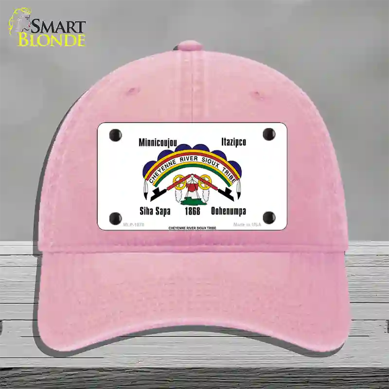 Cheyenne River Sioux Flag Novelty License Plate Hat Unconstructed Cotton / Pink