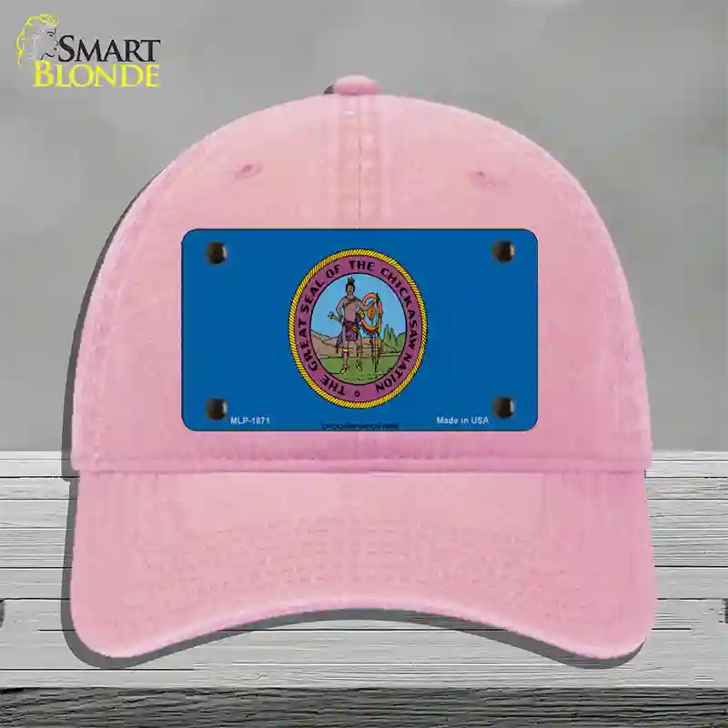 Chickasaw Nation Flag Novelty License Plate Hat Unconstructed Cotton / Pink