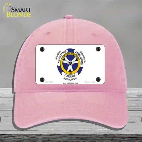 Crow Creek Sioux Tribe Flag Novelty License Plate Hat Unconstructed Cotton / Pink