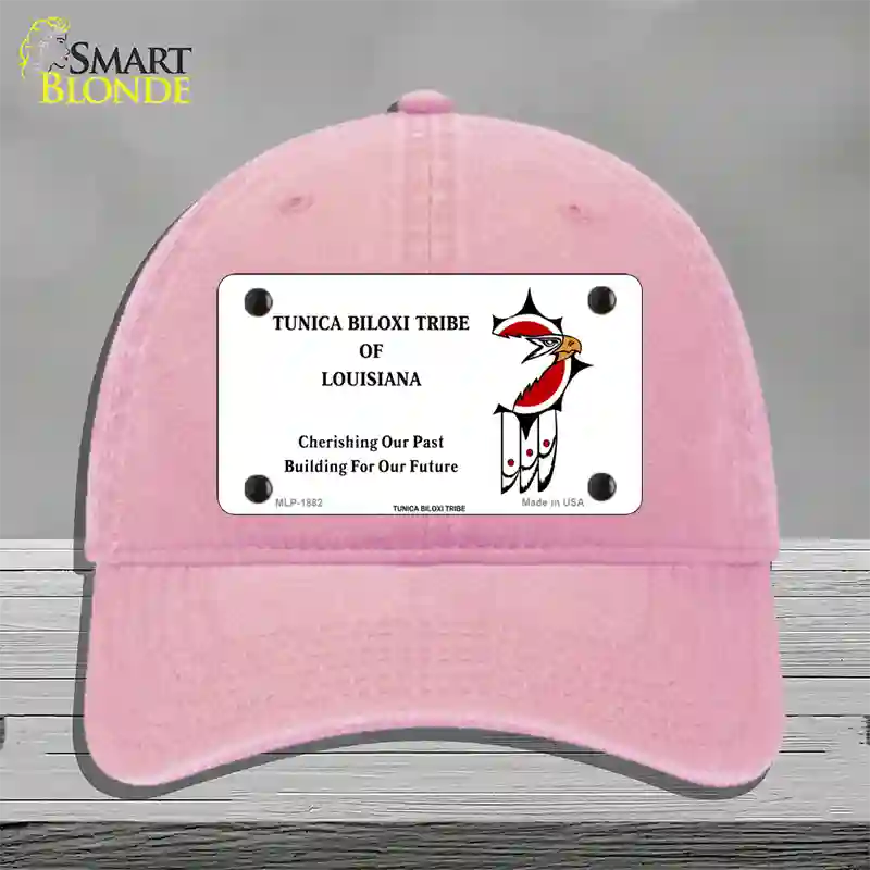 Tunica Biloxi Flag Novelty License Plate Hat Unconstructed Cotton / Pink