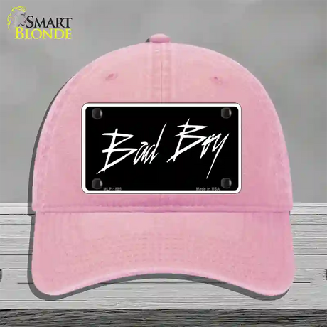 Bad Boy Black Novelty License Plate Hat Unconstructed Cotton / Pink