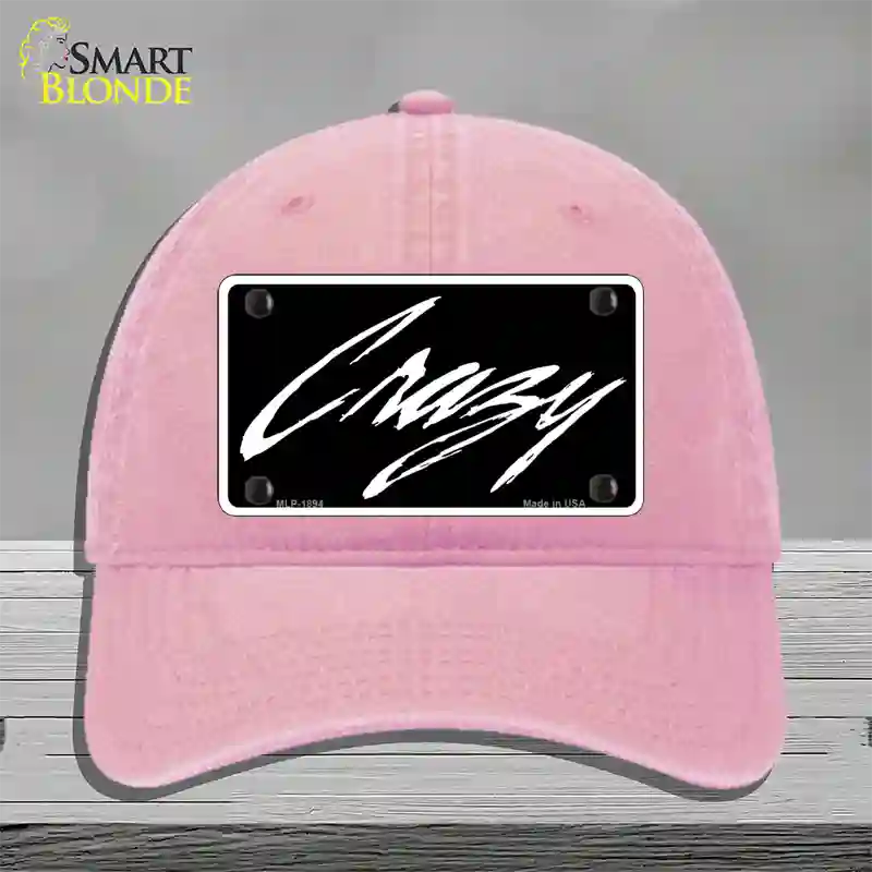 Crazy Novelty License Plate Hat Unconstructed Cotton / Pink