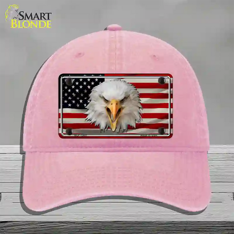 USA Eagle Novelty License Plate Hat Unconstructed Cotton / Pink