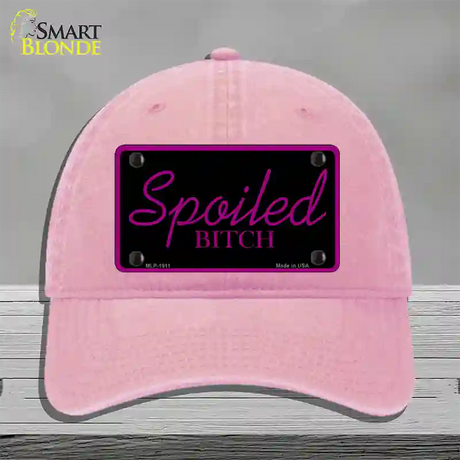 Spoiled Bitch Novelty License Plate Hat Unconstructed Cotton / Pink