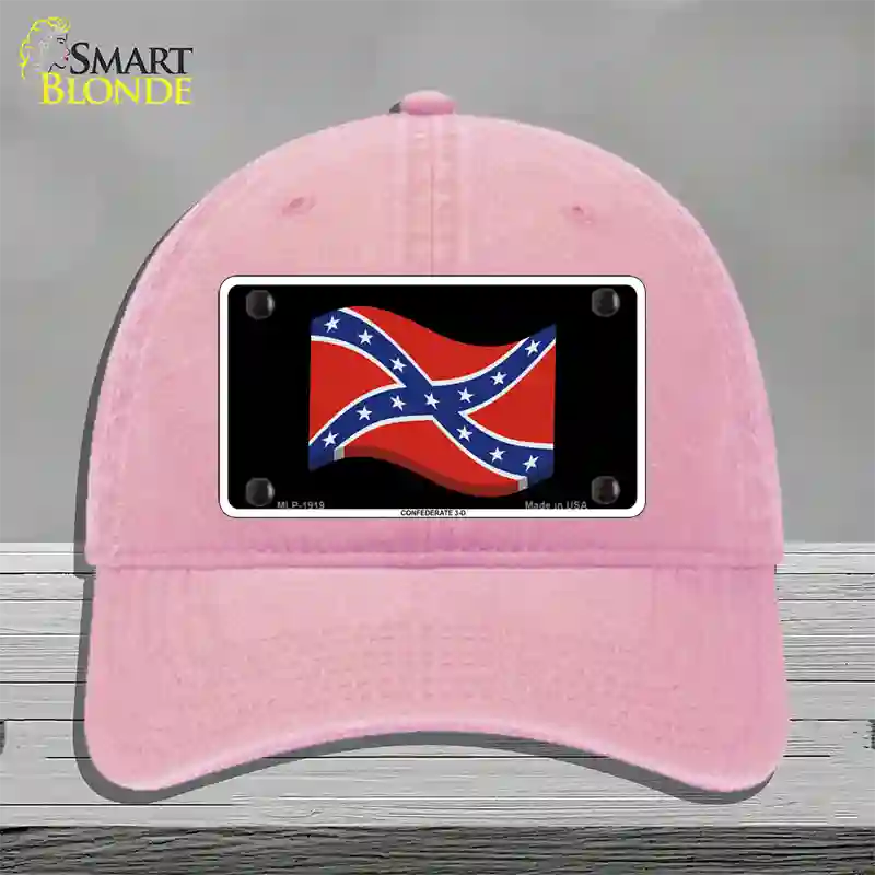 Confederate 3-D Flag Novelty License Plate Hat Unconstructed Cotton / Pink