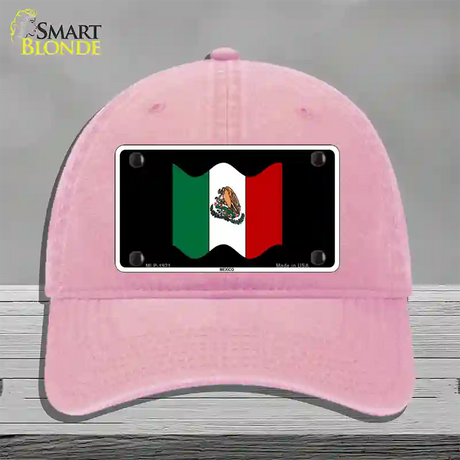 Mexico Waving Flag Novelty License Plate Hat Unconstructed Cotton / Pink