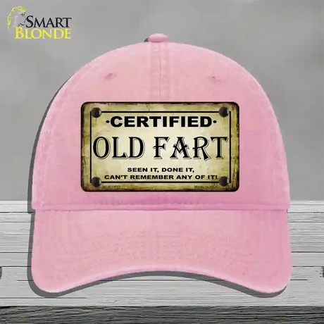 Certified Old Fart Novelty License Plate Hat Unconstructed Cotton / Pink