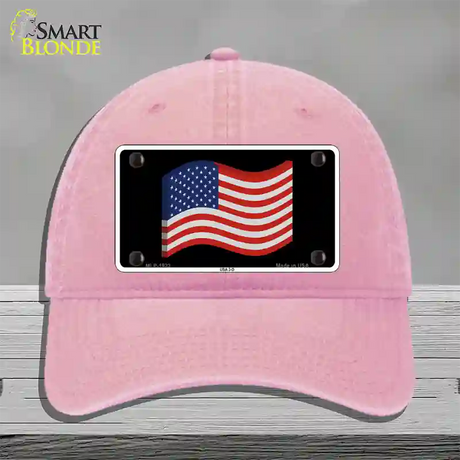 USA 3-D Flag Novelty License Plate Hat Unconstructed Cotton / Pink