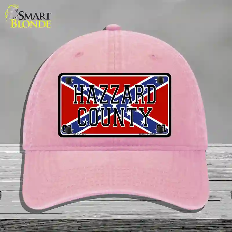 Hazard County Confederate Flag Novelty License Plate Hat Unconstructed Cotton / Pink