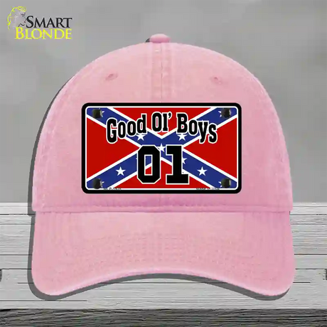 Good Ol Boys Confederate Flag Novelty License Plate Hat Unconstructed Cotton / Pink