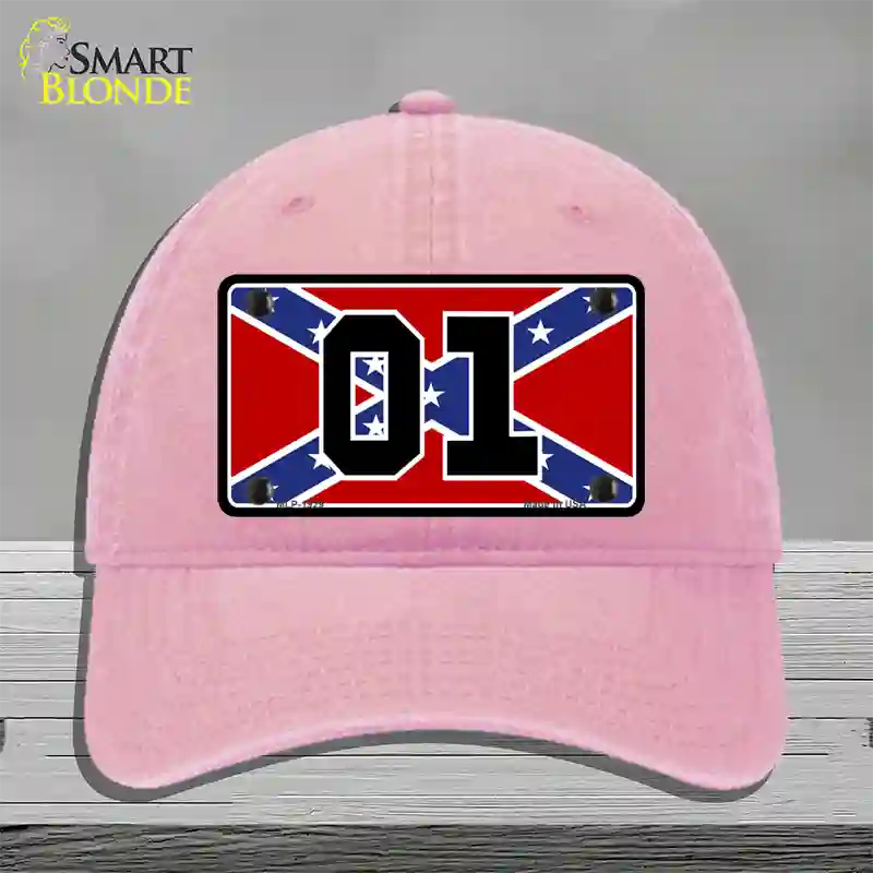 Confederate Flag 01 Novelty License Plate Hat Unconstructed Cotton / Pink