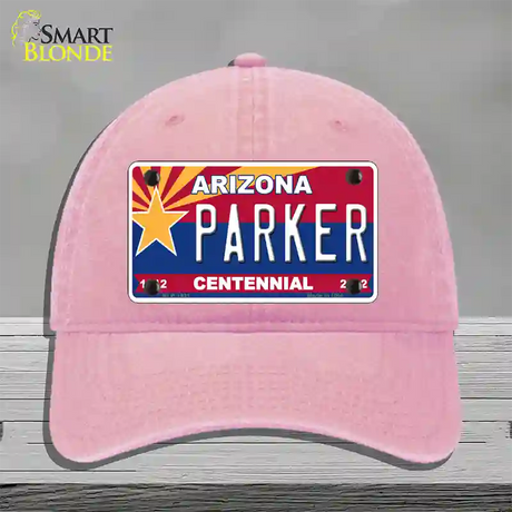 Arizona Centennial Parker Novelty License Plate Hat Unconstructed Cotton / Pink