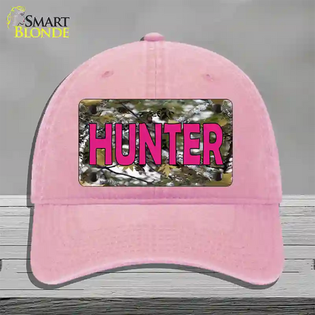 Pink Hunter Novelty License Plate Hat Unconstructed Cotton / Pink