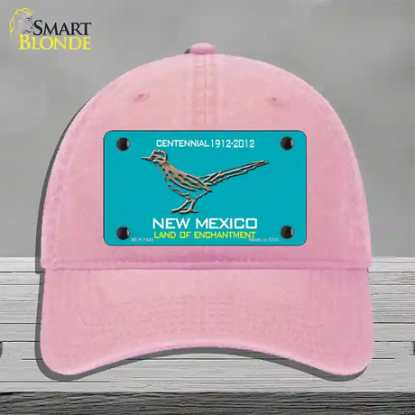 Road Runner Teal New Mexico Novelty License Plate Hat Unconstructed Cotton / Pink